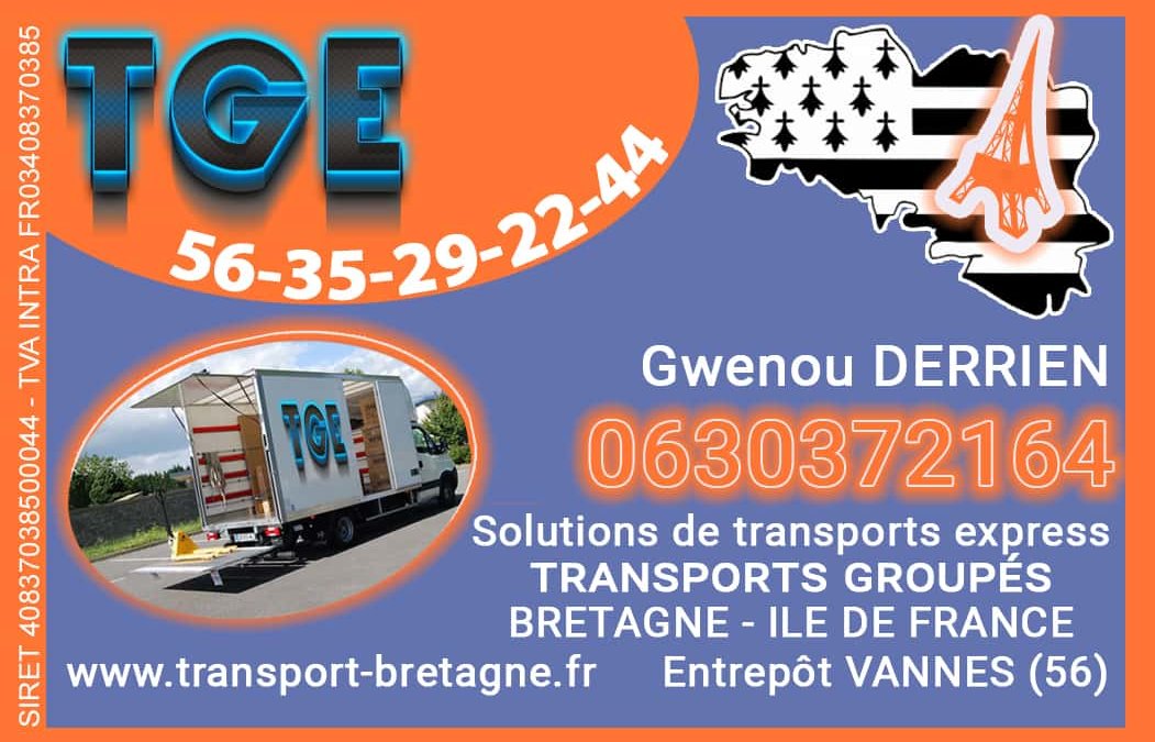 carte de visite Transport Bretagne - Paris  transports groupés Grand Ouest Ile de France